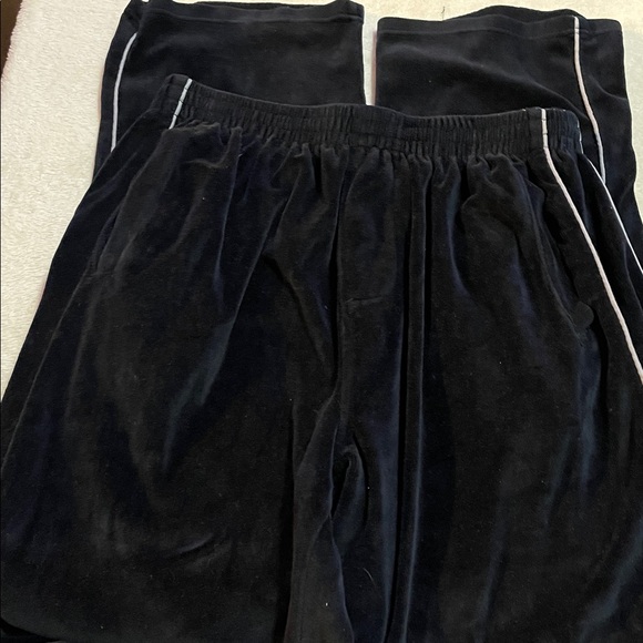 Sweatscdo Black Velour Pants with Gray Piping - Picture 3 of 9